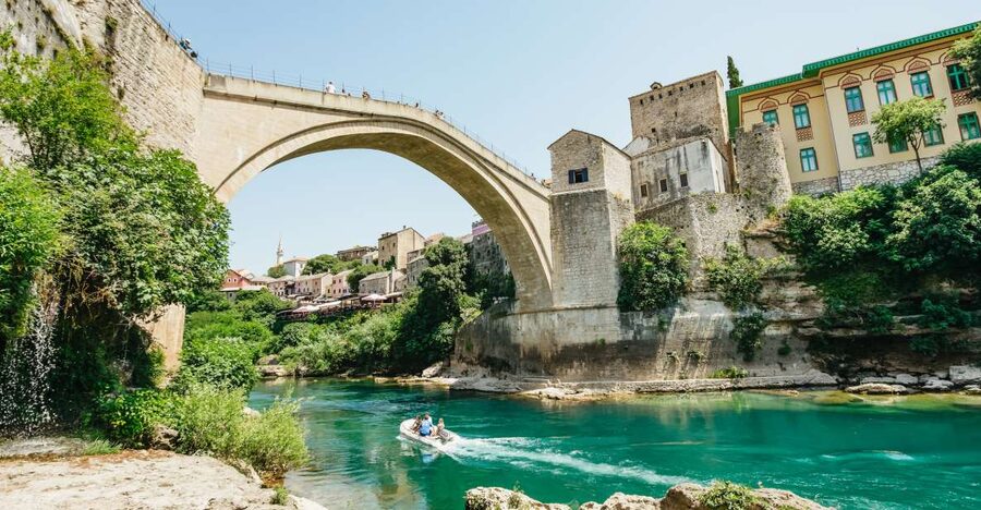 The Old Bridge at Mostar above the Neretva