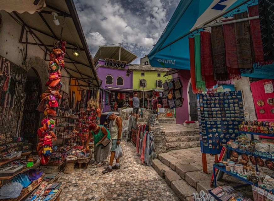 From Split: Private Guided Mostar & Kravica Waterfall Tour - The Mostar walk: Old Bazaar, mosque, and Stari Most in context