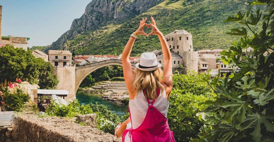 Mostar and Kravice Waterfalls Full-Day Tour from Split - Mostar: Old Bridge views, mosque minarets, and local detail